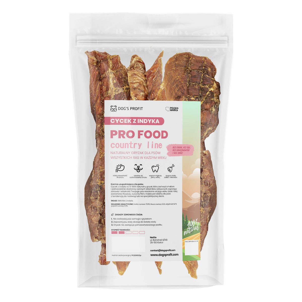 CYCEK Z INDYKA suszony dla psa 100g