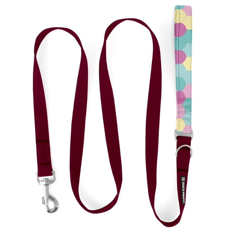 Smycz HYBRID bordowy jak wino + marshmallow