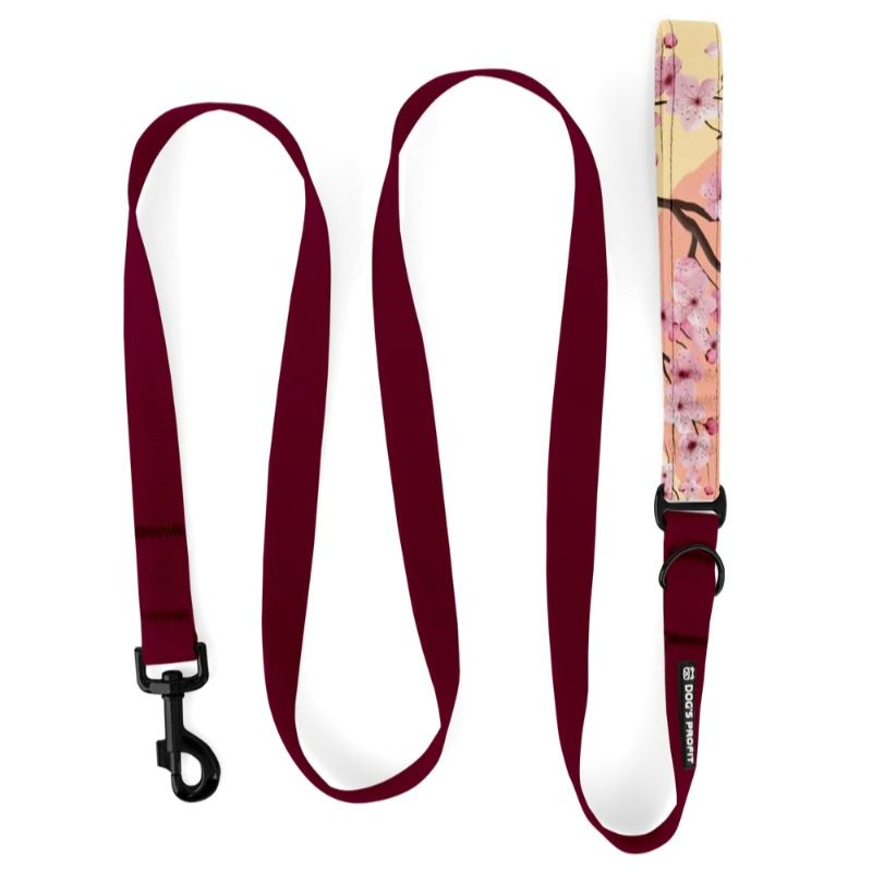 Smycz HYBRID bordowy jak wino + Sakura