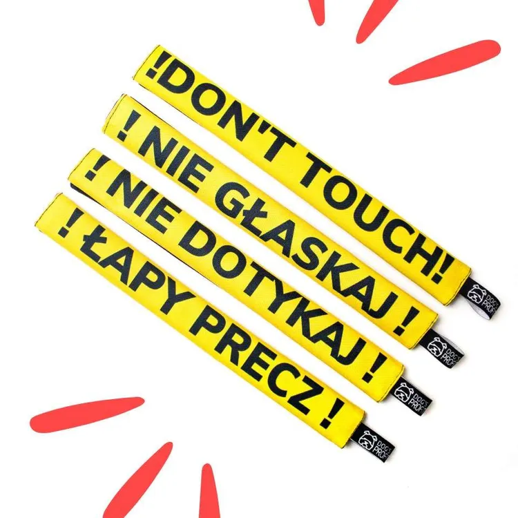 Nakładka ostrzegawcza na smycz ŁAPY PRECZ 20mm