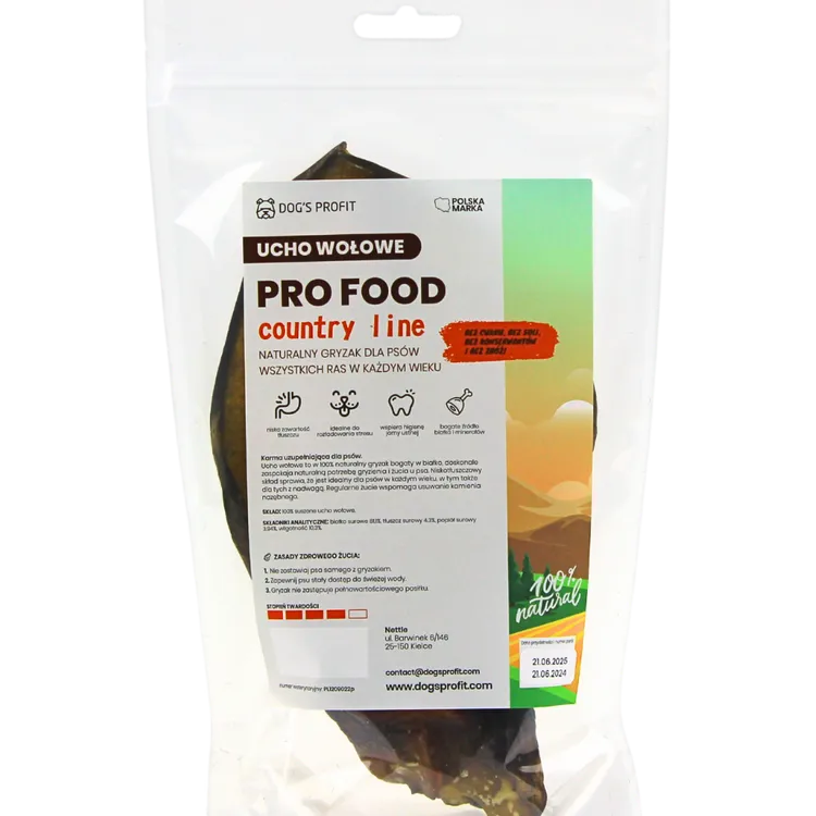 UCHO WOŁOWE suszony gryzak dla psa 1szt.