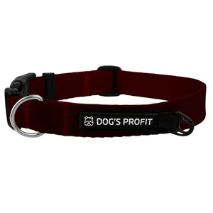 Obroża z klamrą BORDOWA JAK WINO