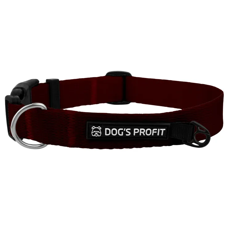 Obroża z klamrą BORDOWA JAK WINO S|20mm