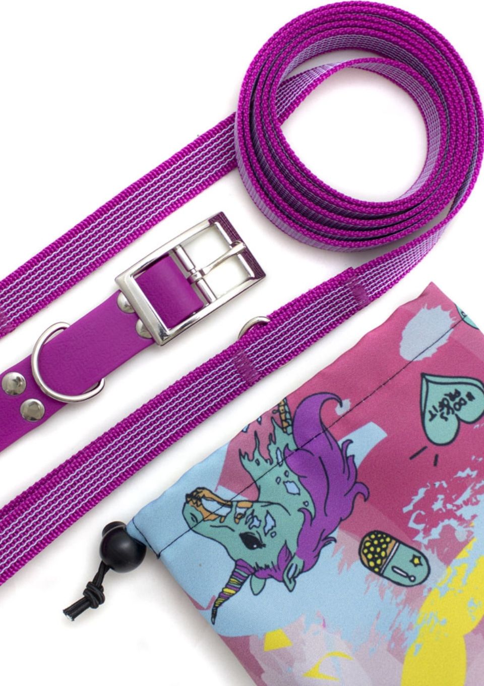 Gumowana smycz miejska MAGENTA 150cm 20mm