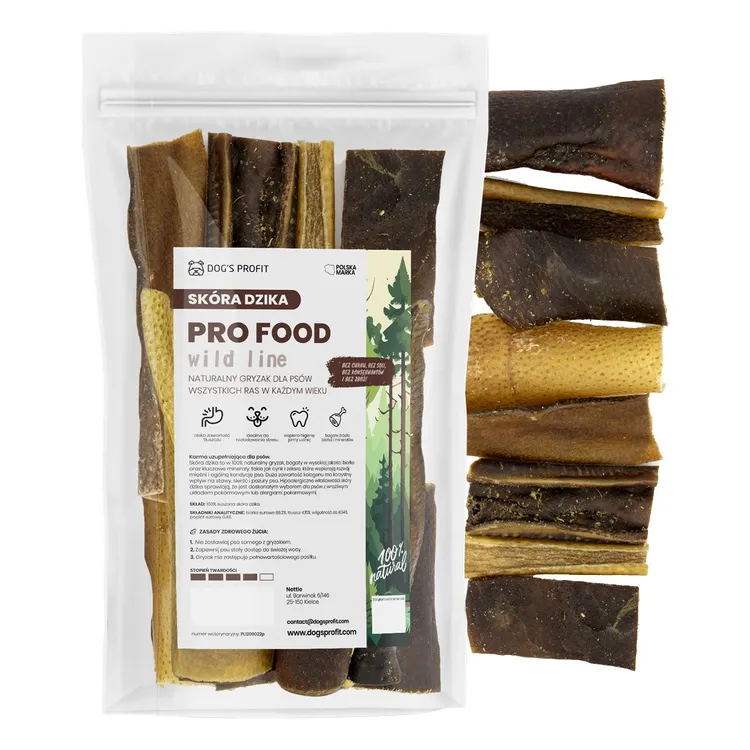 SKÓRA DZIKA suszony gryzak dla psa 100g