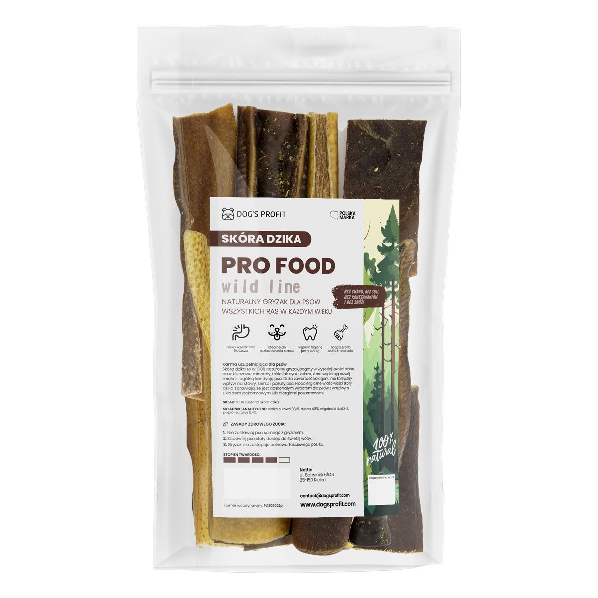 SKÓRA DZIKA suszony gryzak dla psa 100g