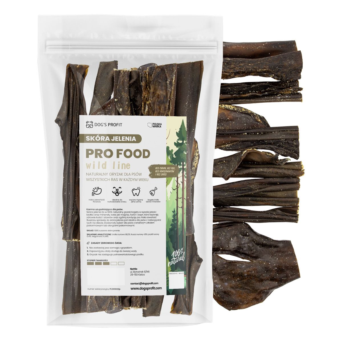 SKÓRA JELENIA suszony gryzak dla psa