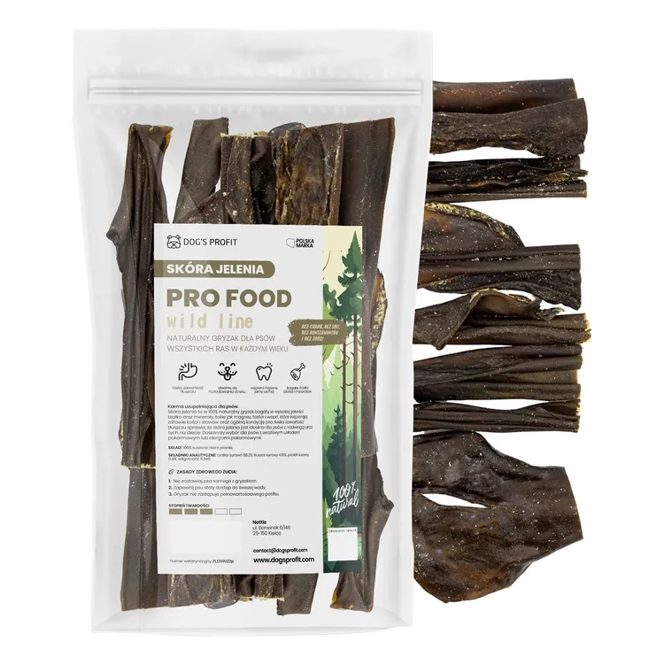 SKÓRA JELENIA suszony gryzak dla psa 100g