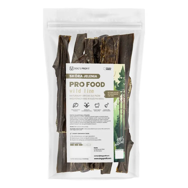 SKÓRA JELENIA suszony gryzak dla psa 100g