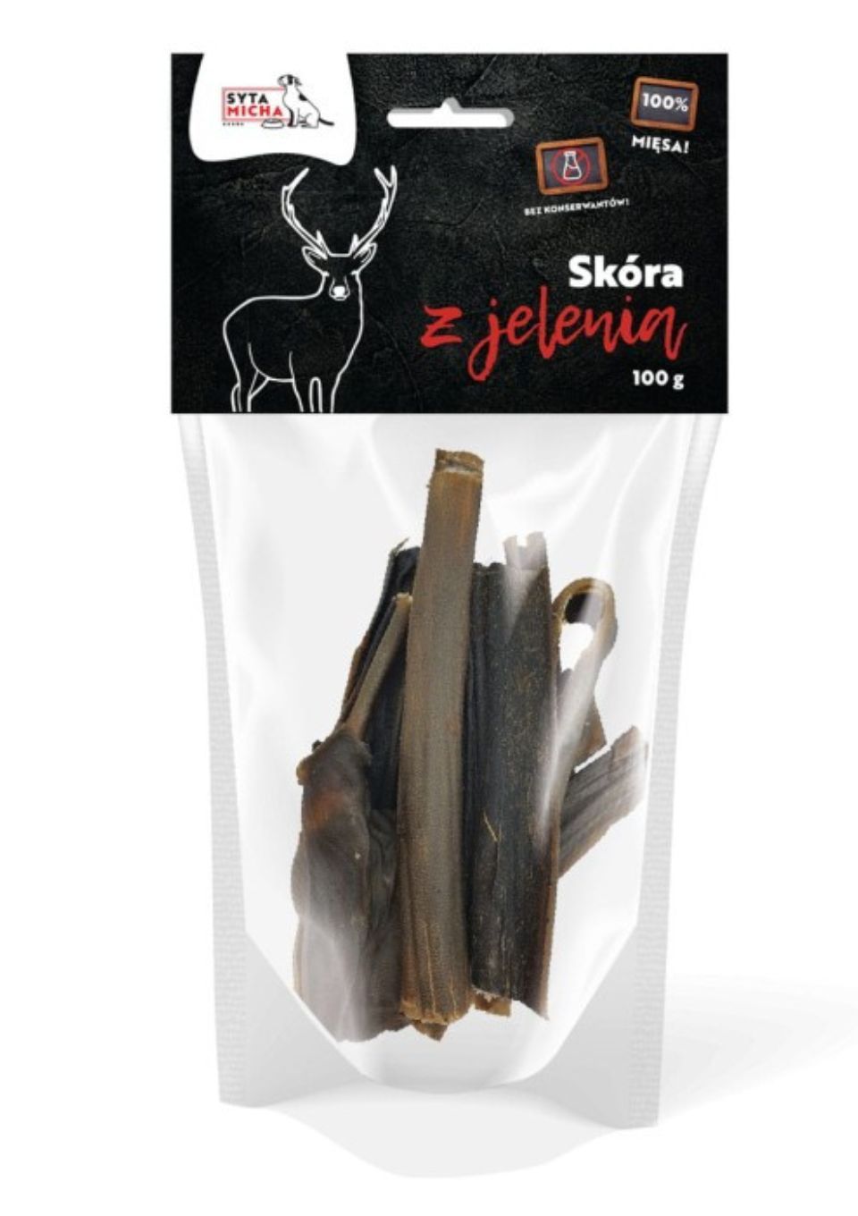 Syta Micha Suszona skóra Z JELENIA dla psa 100g