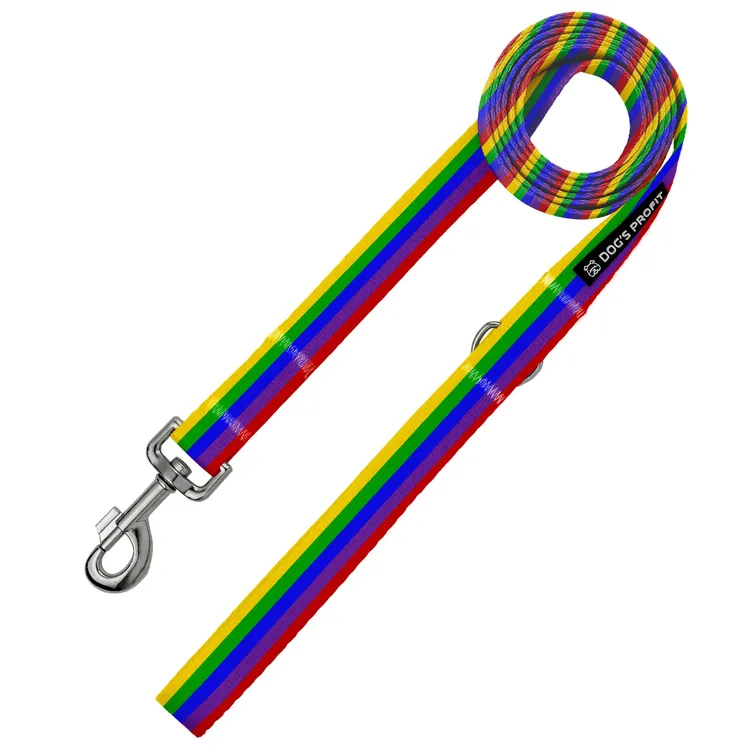 Smycz miejska KOLOROWA JAK TĘCZA 150cm 20mm