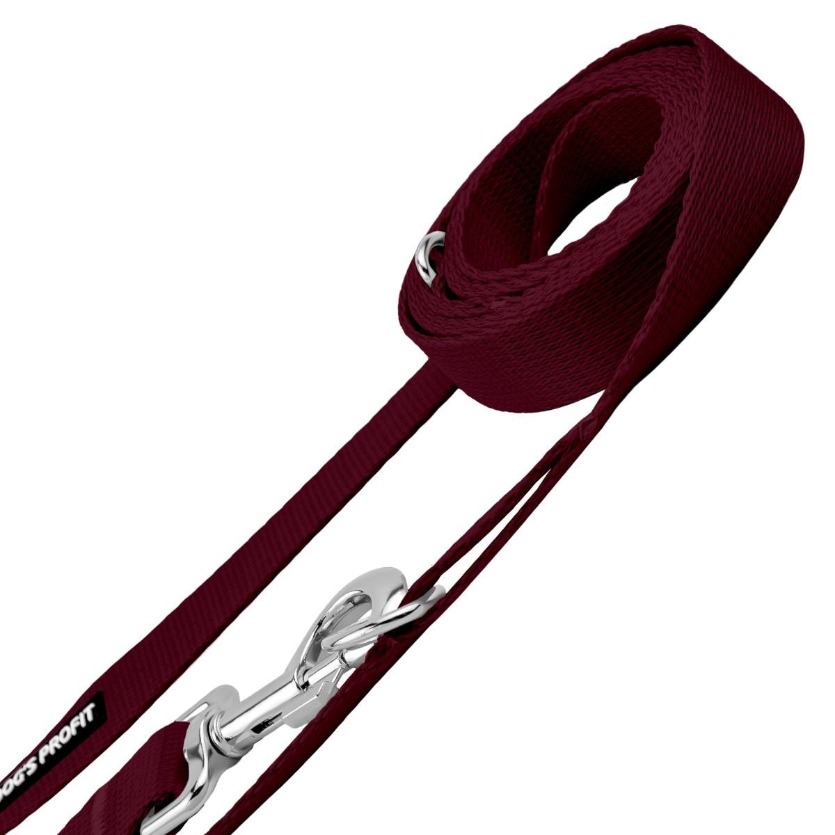 Smycz przepinana BORDOWA JAK WINO 200cm 20mm