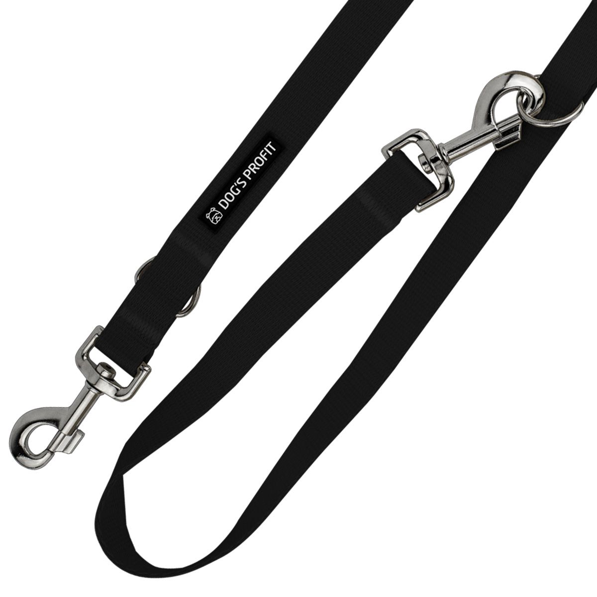 Smycz przepinana BASIC CZARNA 200cm 20mm