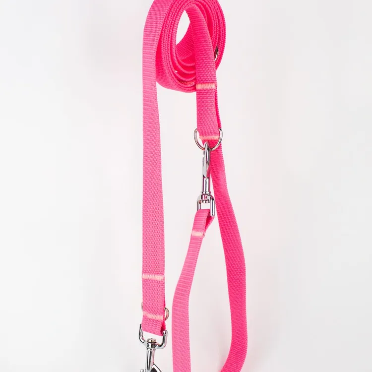 Smycz przepinana BASIC RÓŻOWY NEON 200cm 20mm