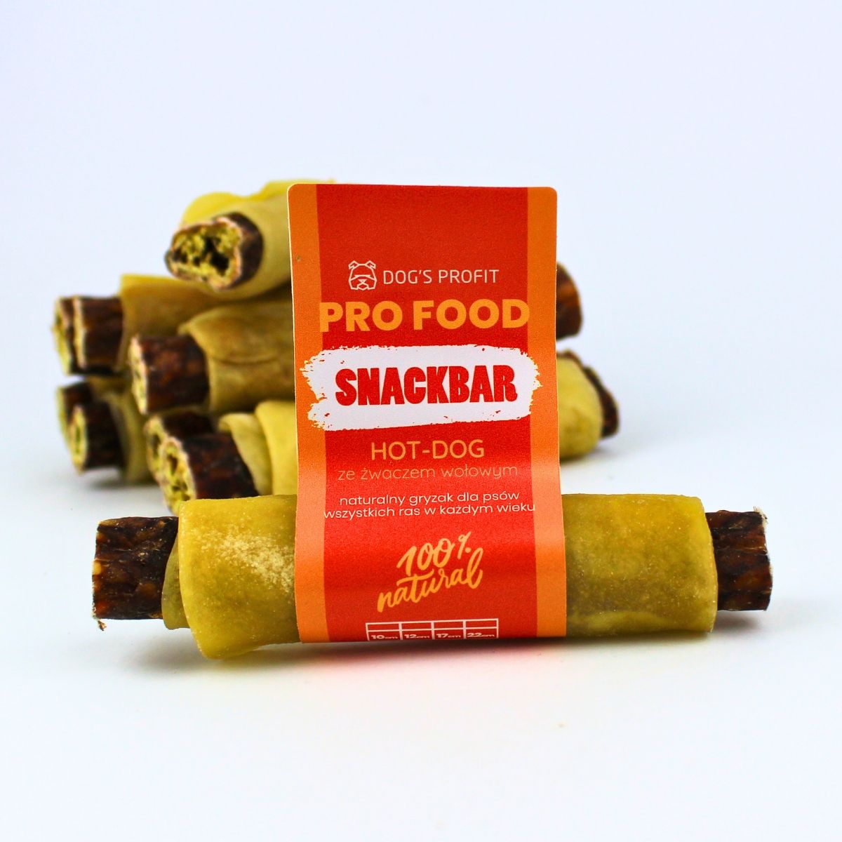 Hot dog dla psa SNACKBAR ze żwaczem wołowym 13cm | 50g