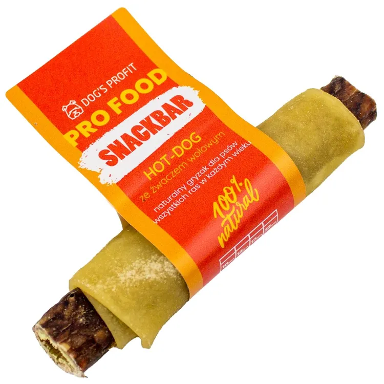 Hot dog dla psa SNACKBAR ze żwaczem wołowym 13cm | 50g