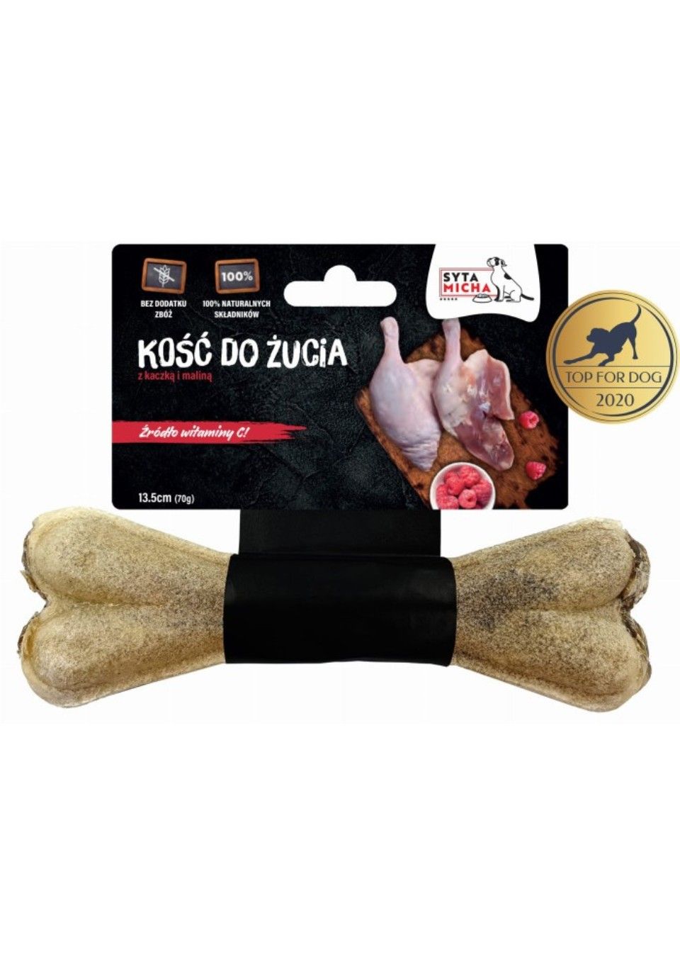 Syta Micha kość do żucia dla psa z kaczką i malinami 13,5 cm