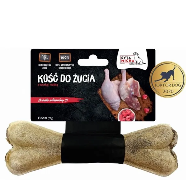 Syta Micha kość do żucia dla psa z kaczką i malinami 13,5 cm