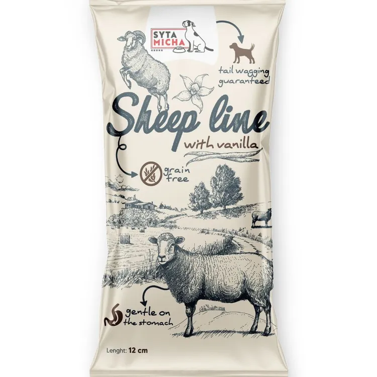 Syta Micha SHEEP LINE Kość do żucia dla szczeniąt Owca z wanilią 12cm