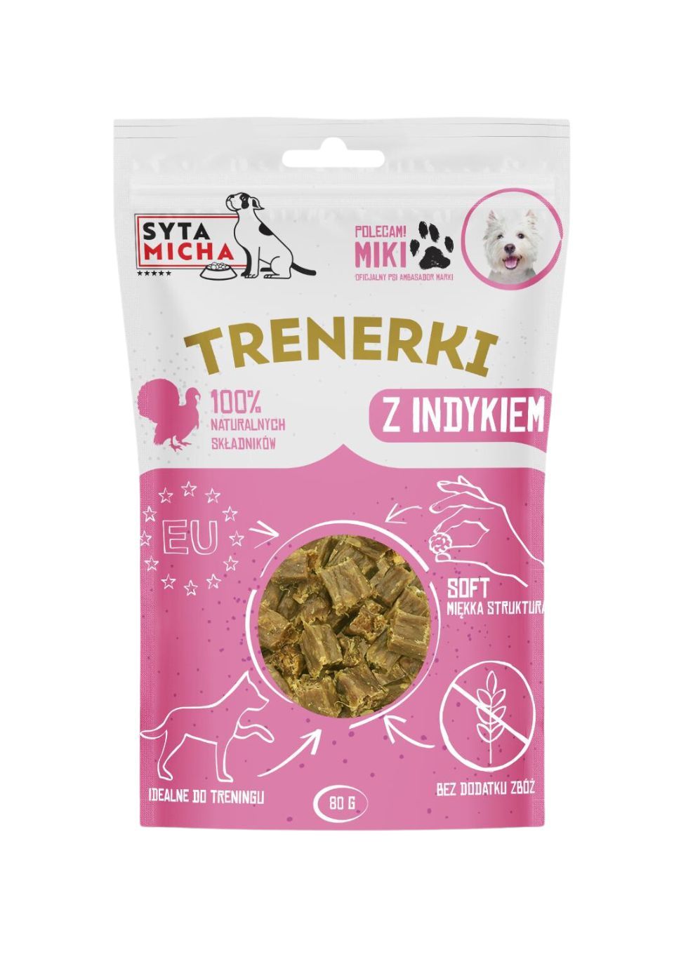 Syta Micha treningówki Z INDYKIEM dla psa 80g