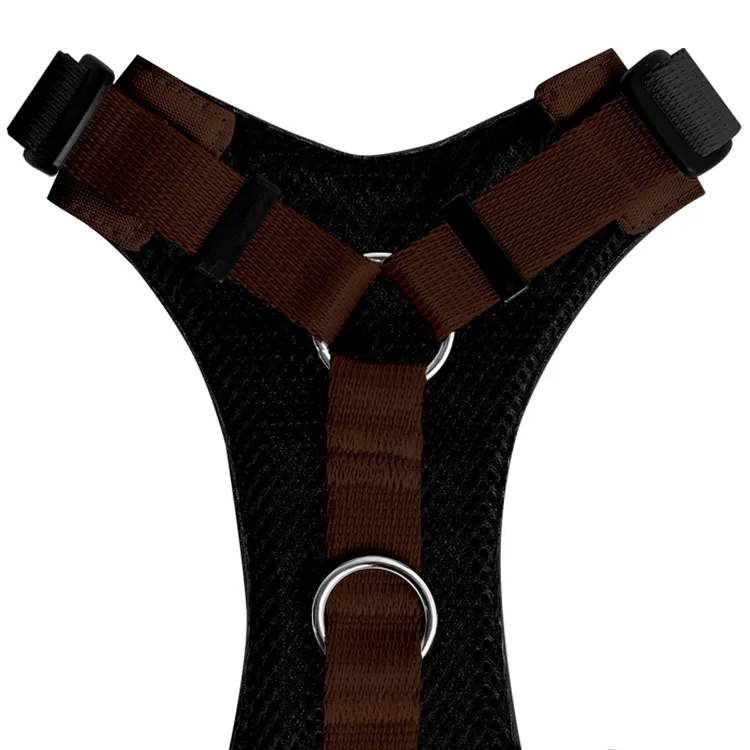 Szelki bezuciskowe BRĄZOWE JAK MLECZNA CZEKOLADA XS|20mm