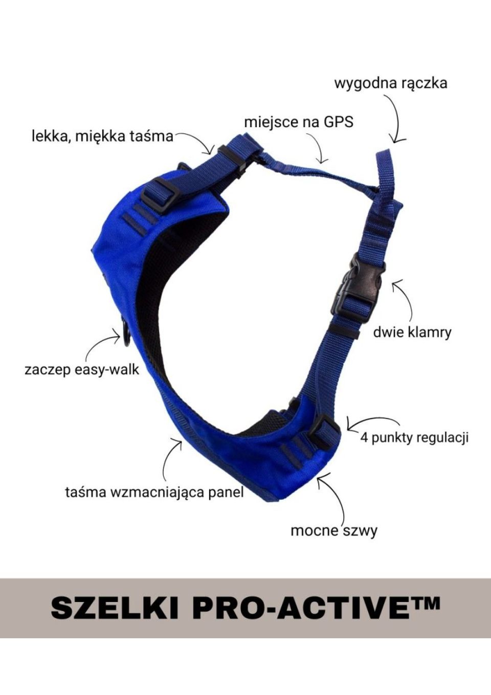 Szelki bezuciskowe PRO-ACTIVE™ CZERWONY XS | 20mm