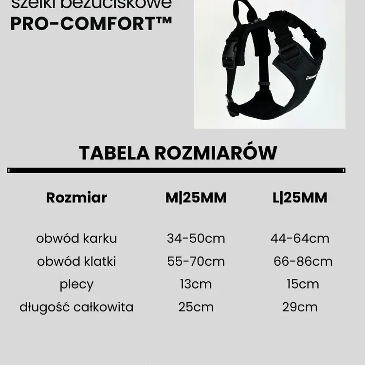 Szelki bezuciskowe dla psa PRO-COMFORT™ BORDO M|25mm