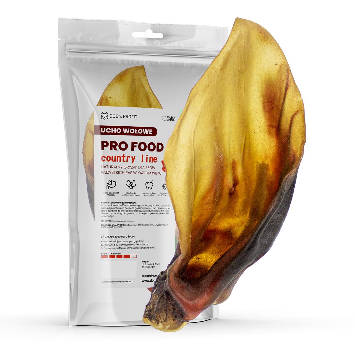 UCHO WOŁOWE suszony gryzak dla psa 1szt.