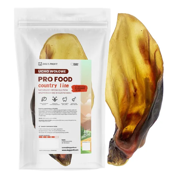 UCHO WOŁOWE suszony gryzak dla psa