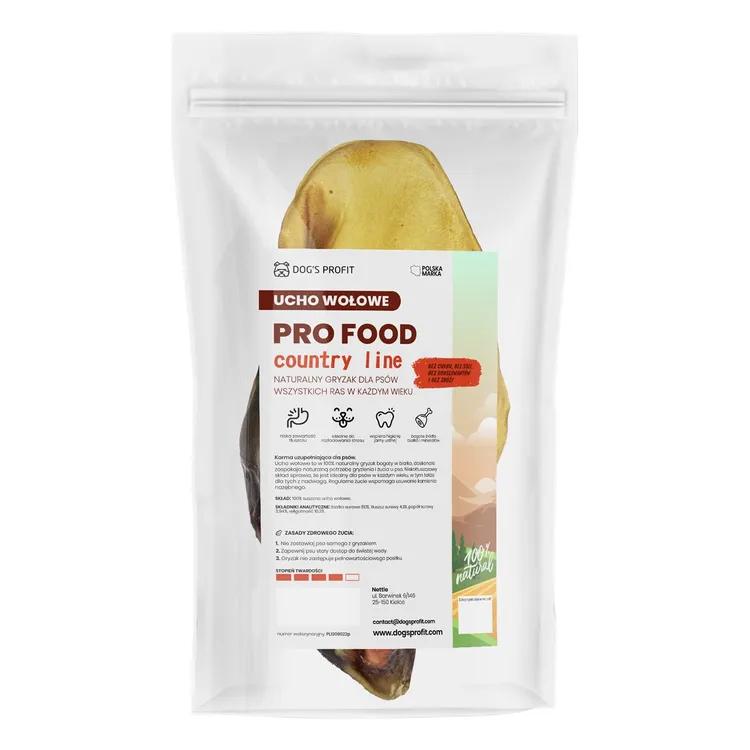 UCHO WOŁOWE suszony gryzak dla psa 1szt.