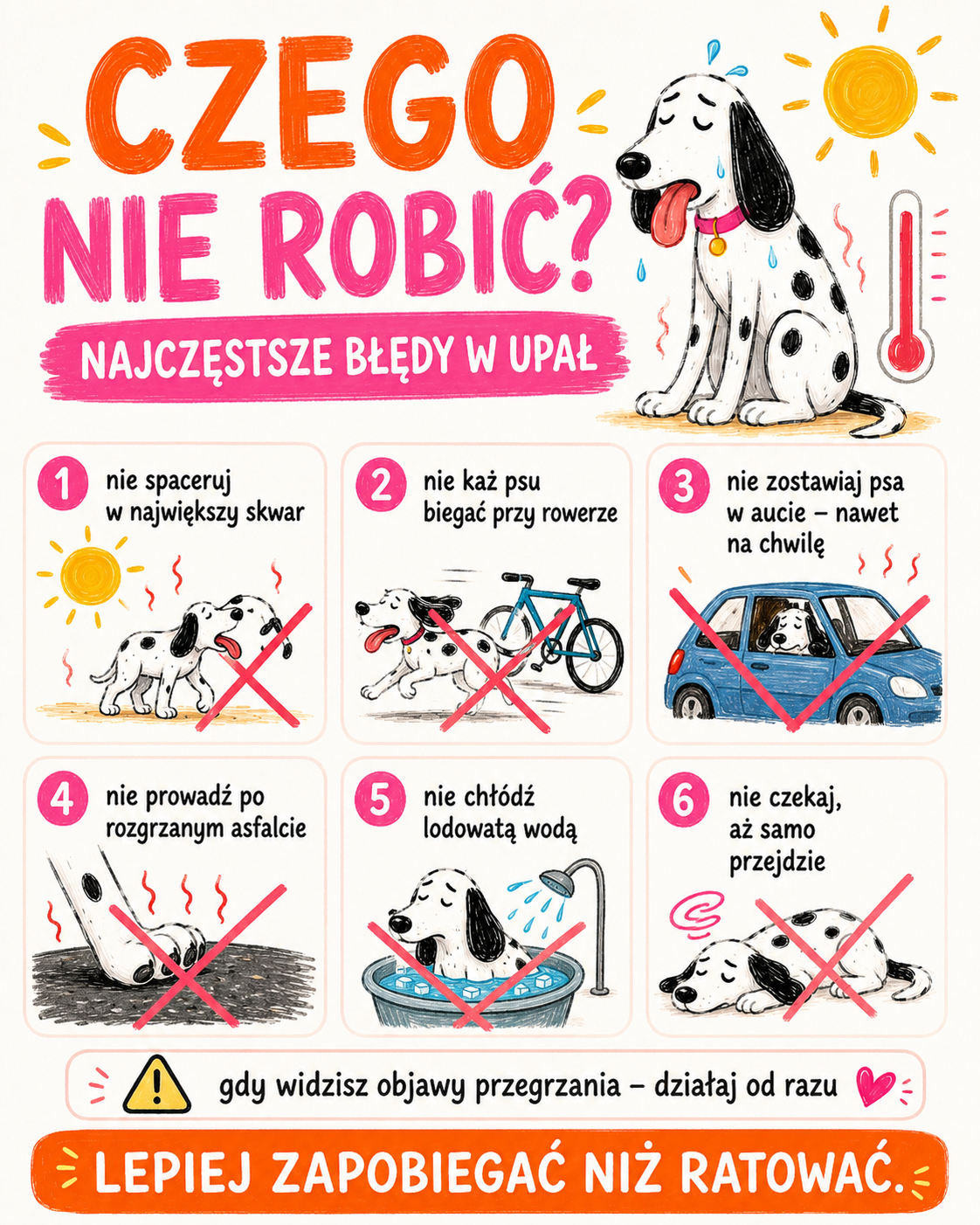 Infografika: czego nie robić z psem w upał