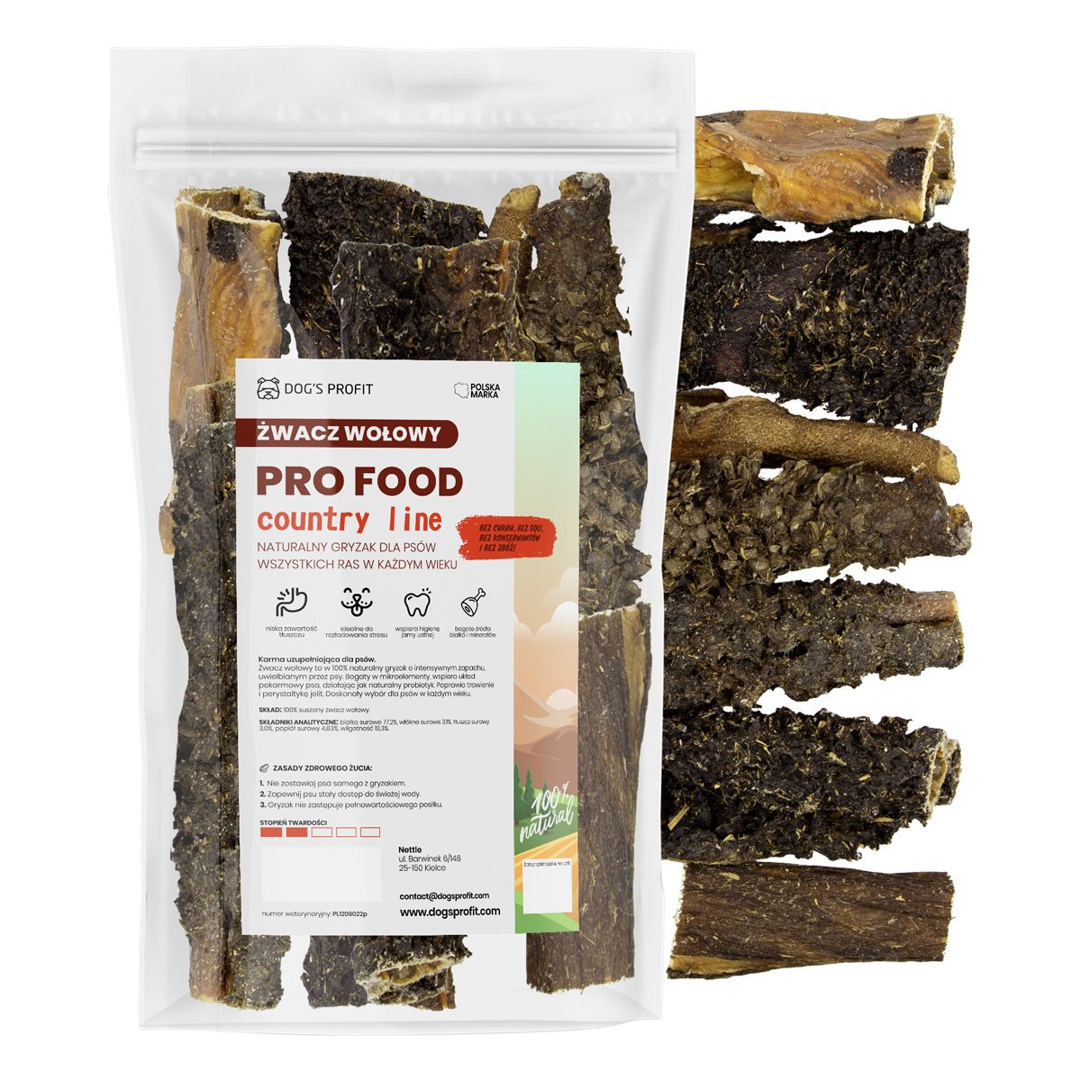 ŻWACZ WOŁOWY suszony gryzak dla psa 