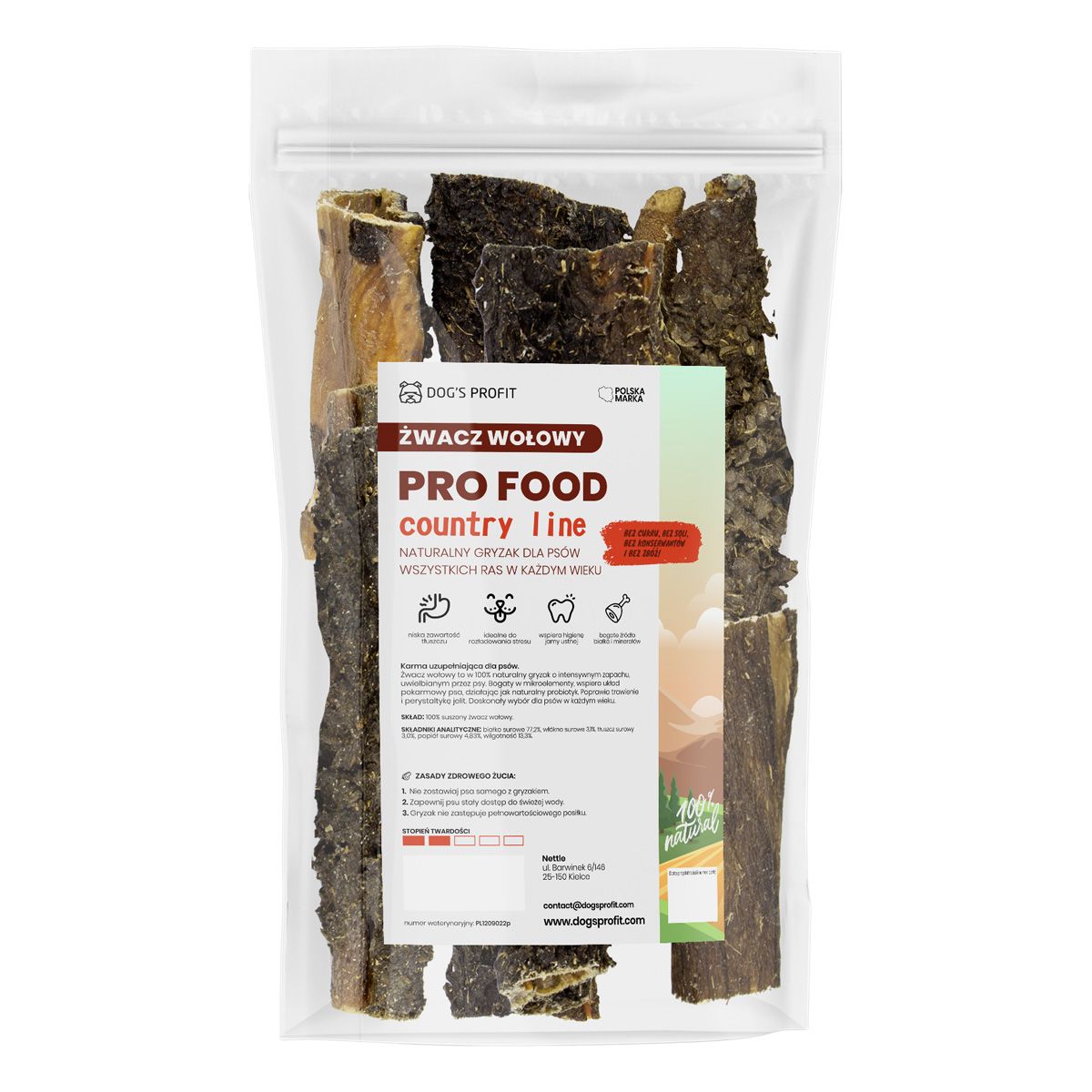 ŻWACZ WOŁOWY suszony gryzak dla psa 100g